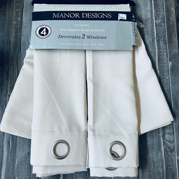 4-pc Elegant Drapery Cream Beige Tan Grommet Curtains Panels Set - Picture 1 of 6